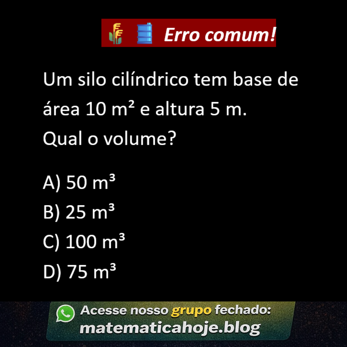 Questão de volume de cilindro