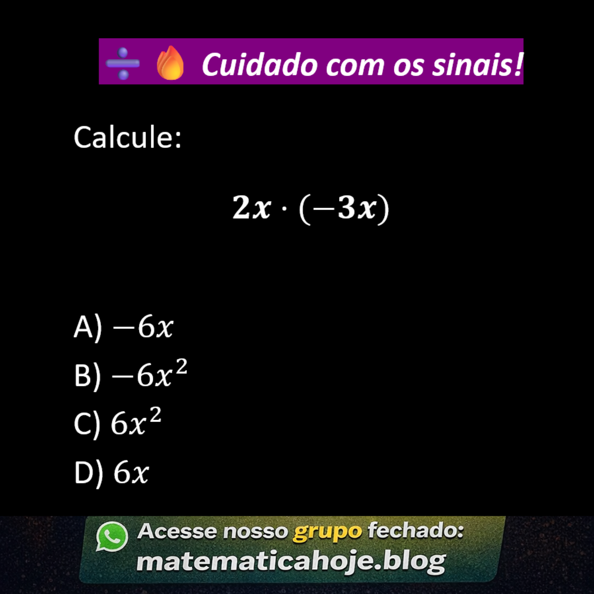 Questão sobre multiplicação de monômios