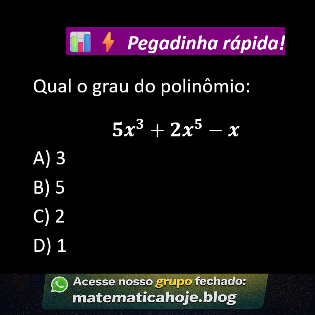 Questão sobre grau de polinômio