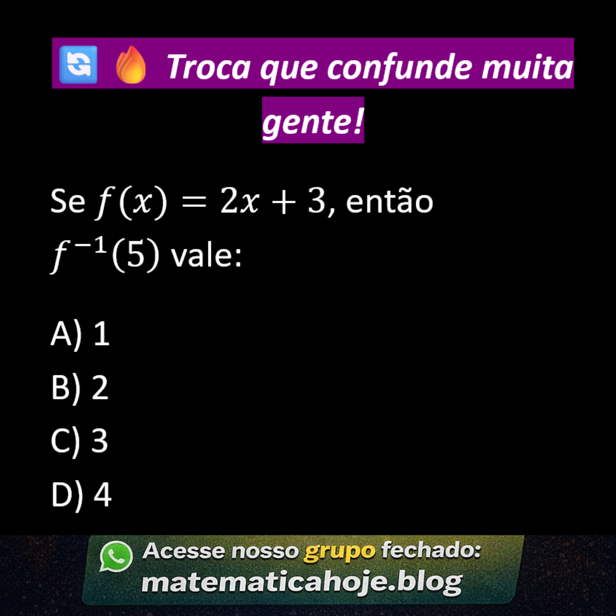 Questão sobre função inversa