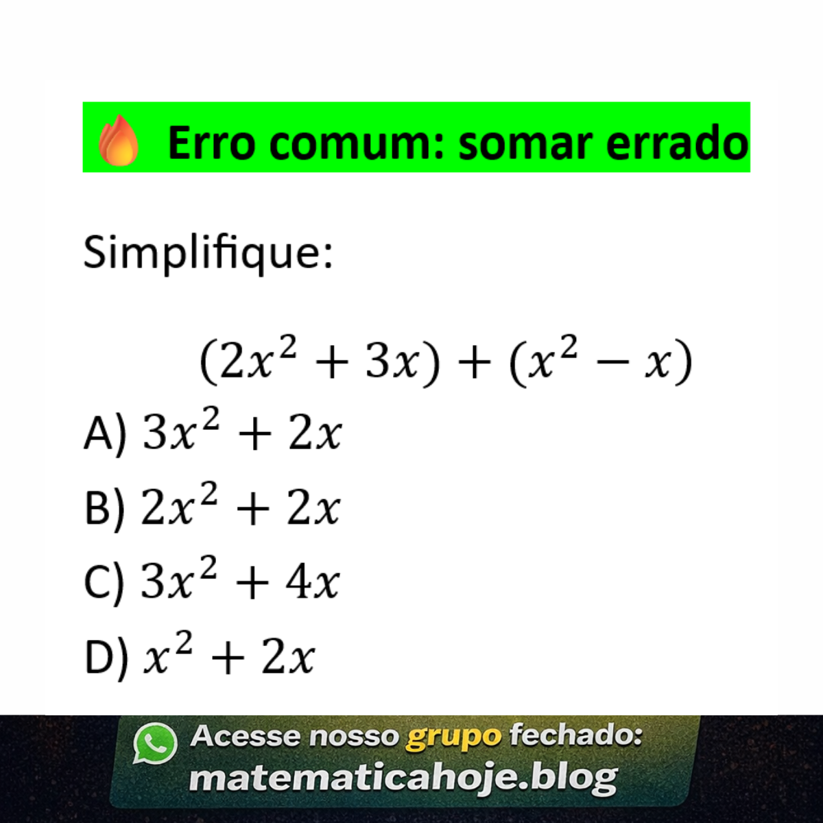 Questão sobre simplificação de polinômios