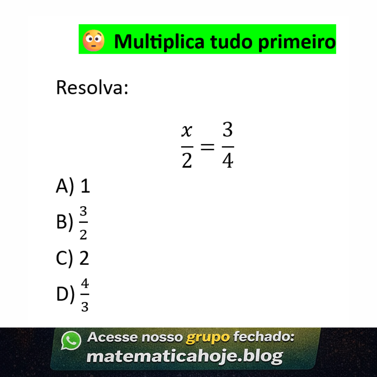 Questão sobre equação com fração