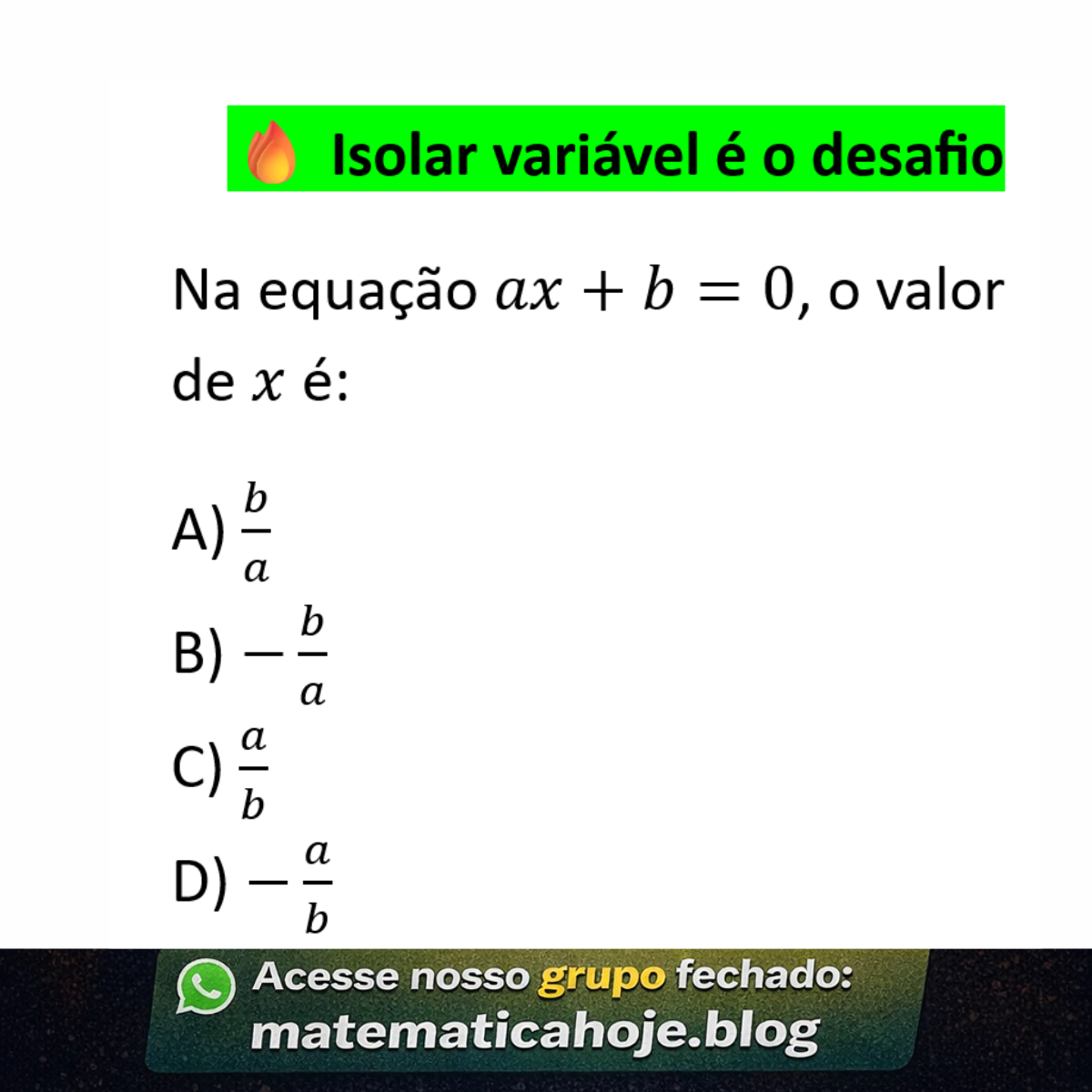 Questão sobre equação do primeiro grau