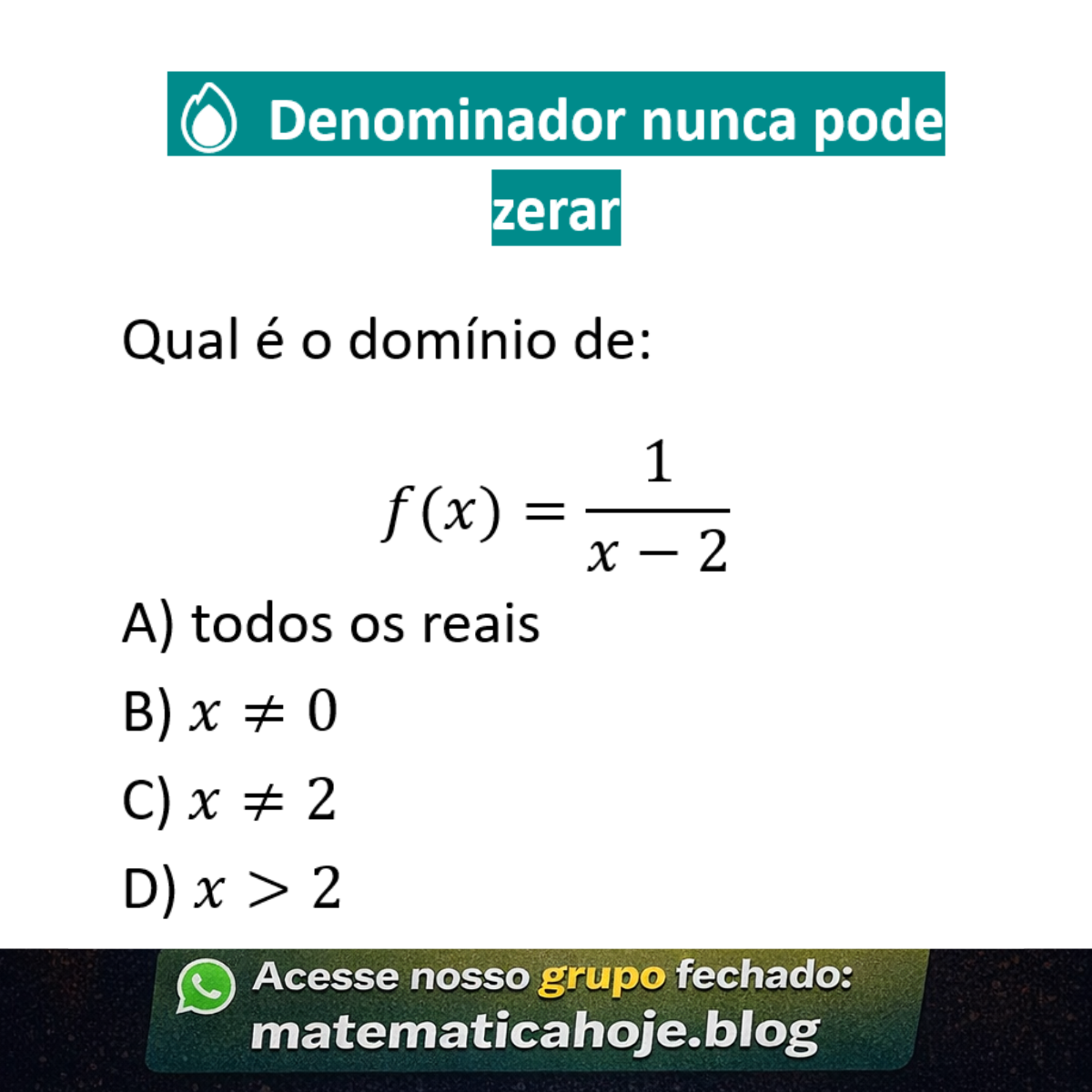 Questão sobre domínio de função