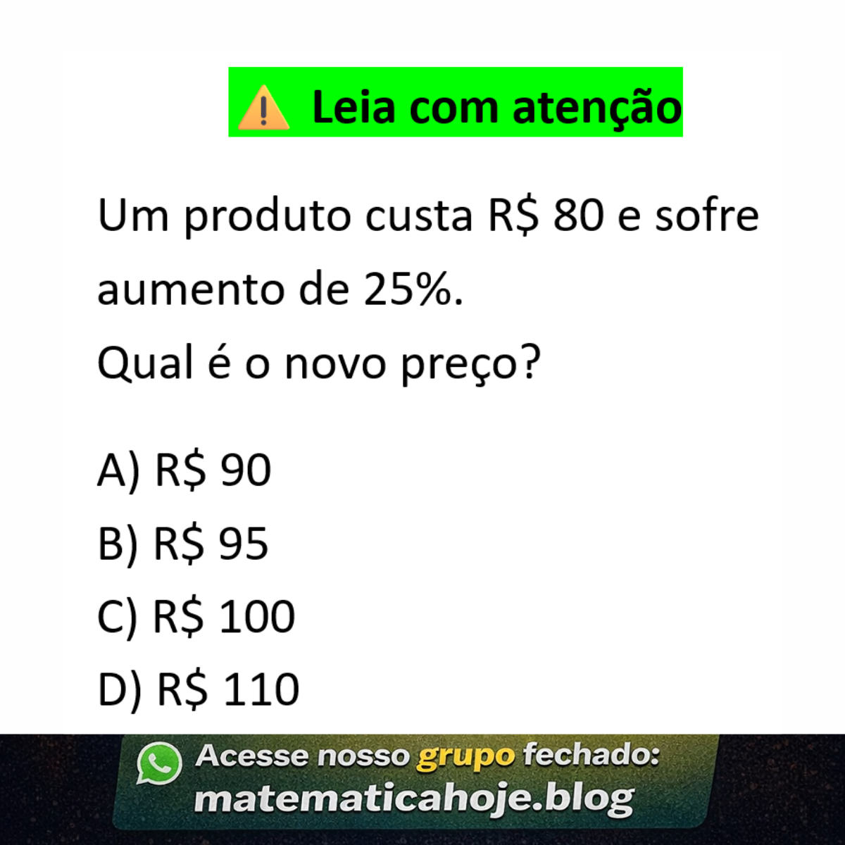 Questão sobre porcentagem