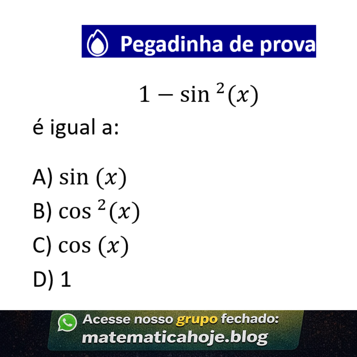 Identidade trigonométrica seno e cosseno