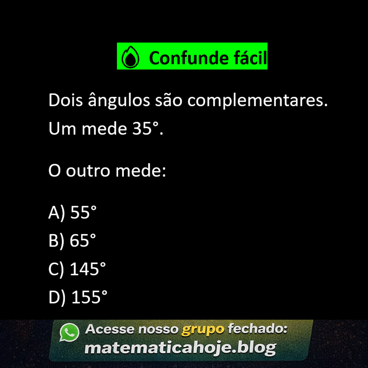 Questão sobre ângulos complementares