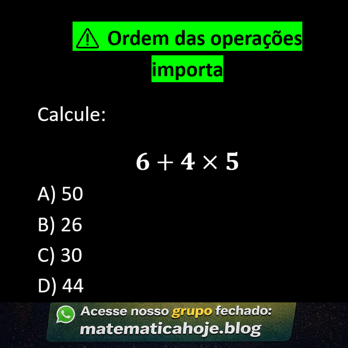 Questão sobre ordem das operações