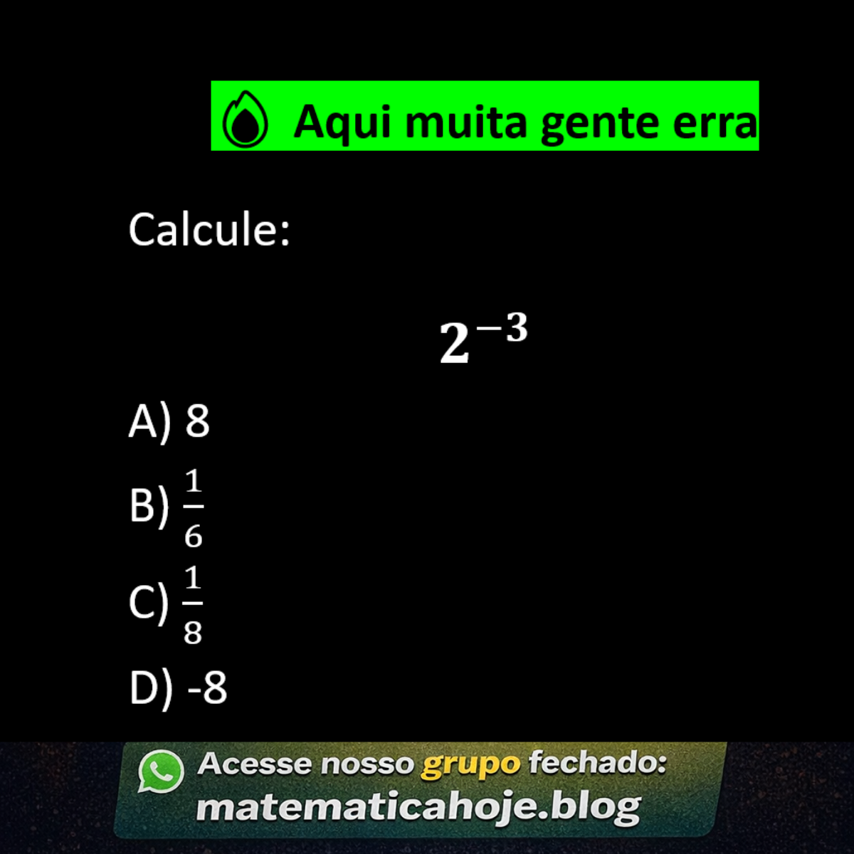Questão sobre potência com expoente negativo