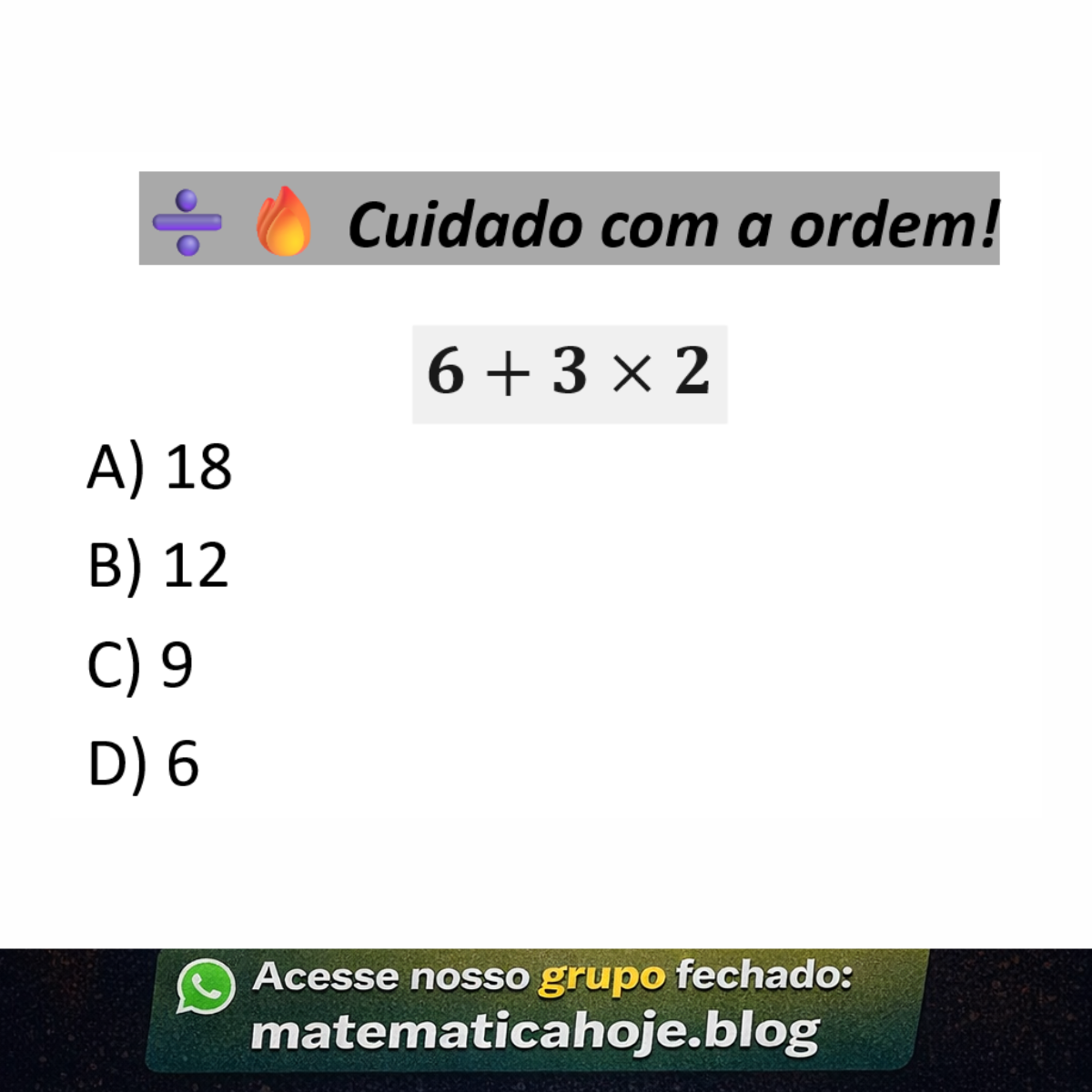 Questão sobre ordem das operações