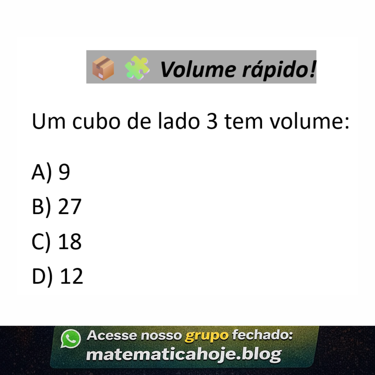 Questão sobre volume do cubo