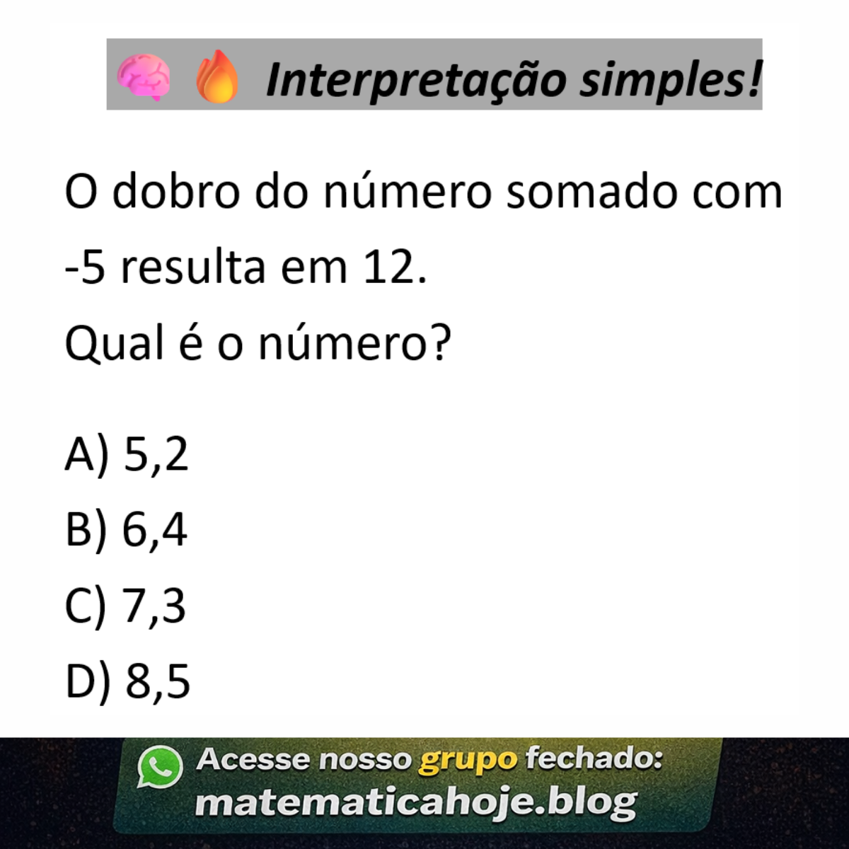 Questão sobre equação do primeiro grau