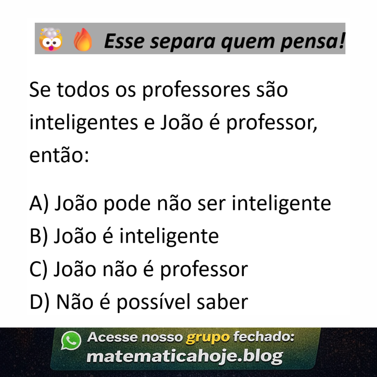 Questão de lógica matemática sobre professores