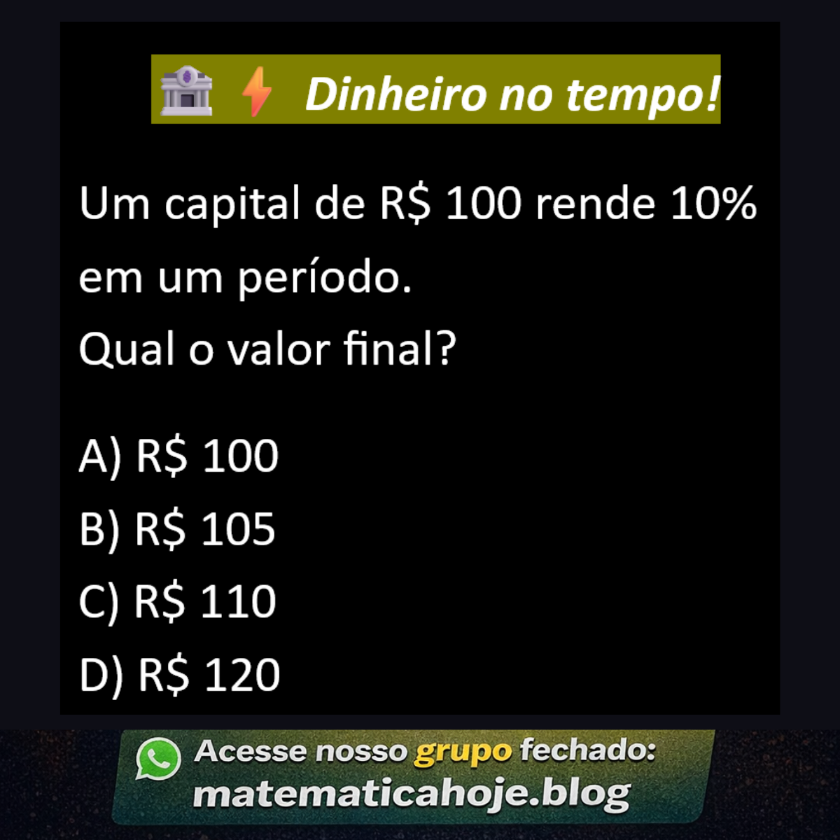 Questão sobre rendimento de 10 por cento