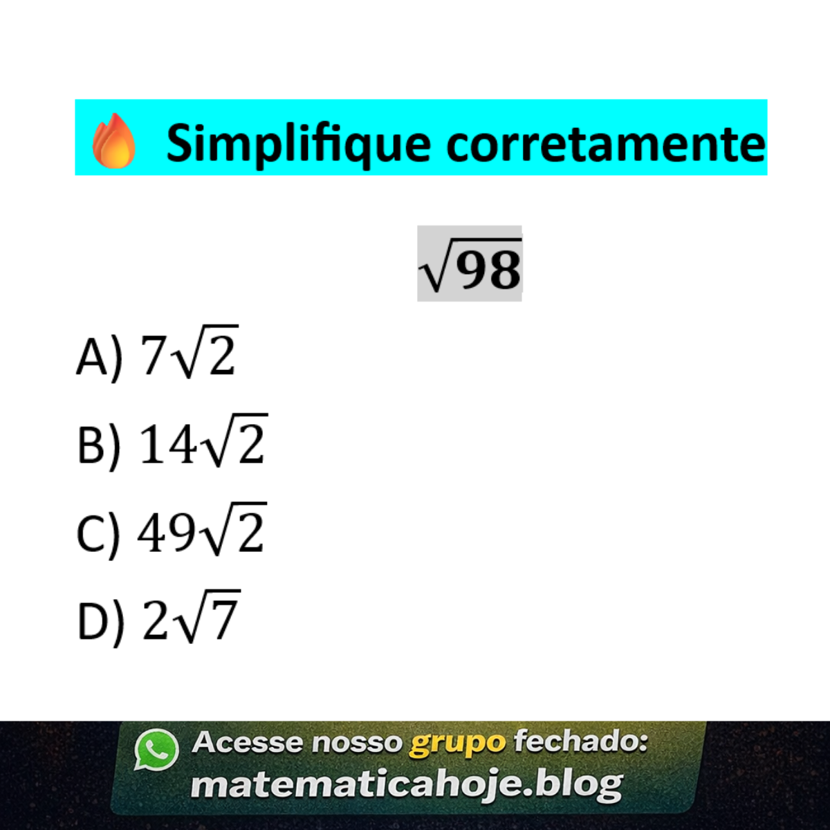 Simplificação de raiz quadrada