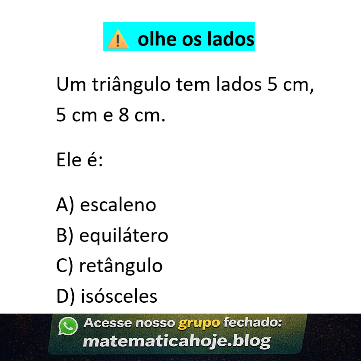 Classificação de triângulo pelos lados
