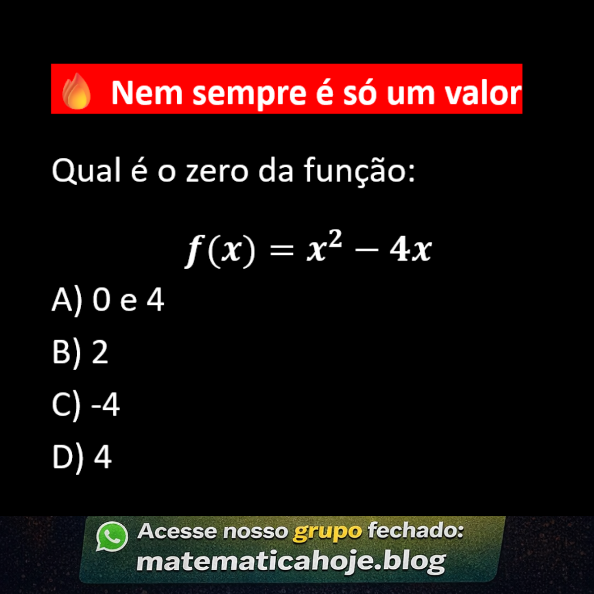Questão sobre zeros da função