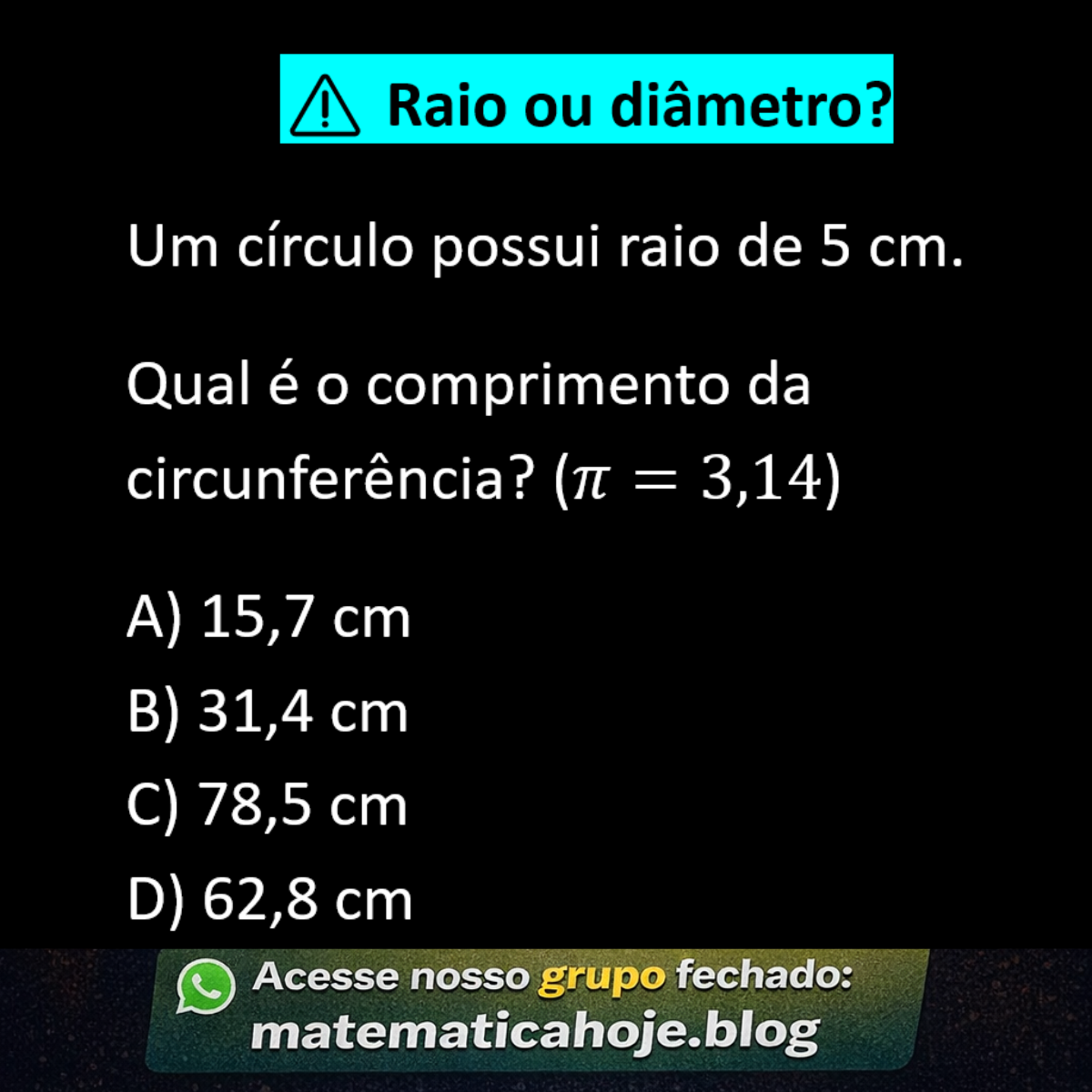 Questão sobre comprimento da circunferência