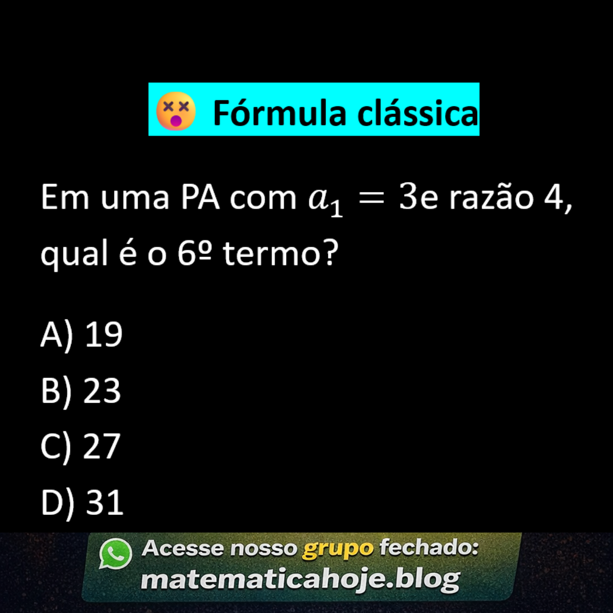Questão sobre progressão aritmética
