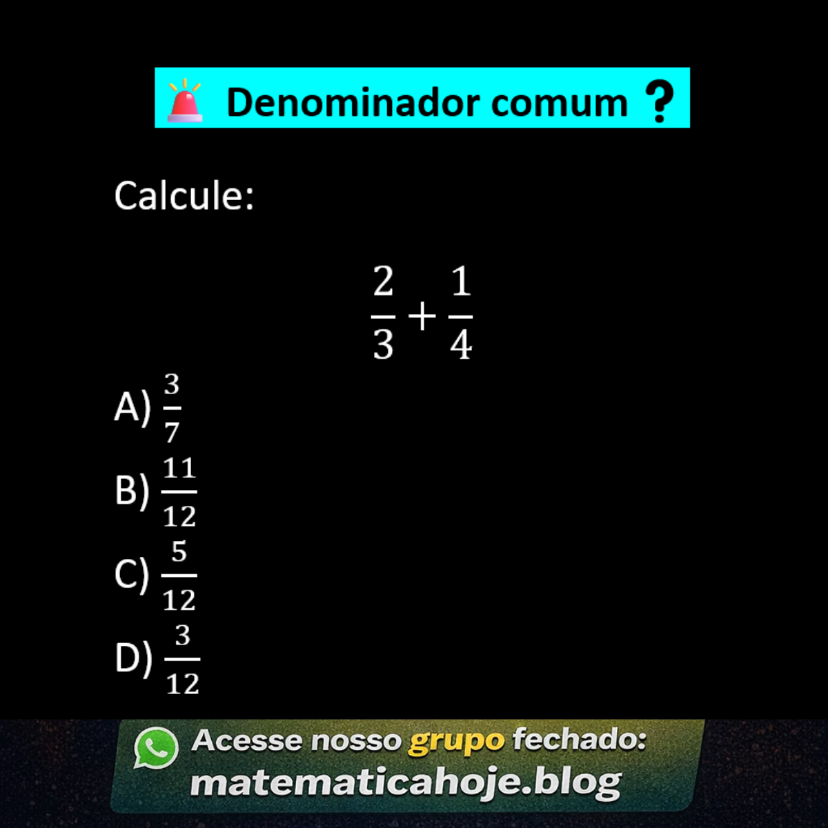 Questão sobre soma de frações