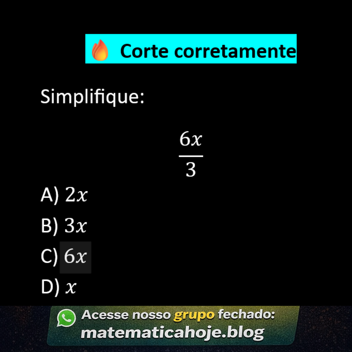 Questão sobre simplificação algébrica