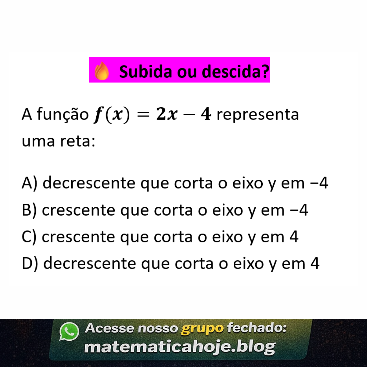 Questão sobre função afim
