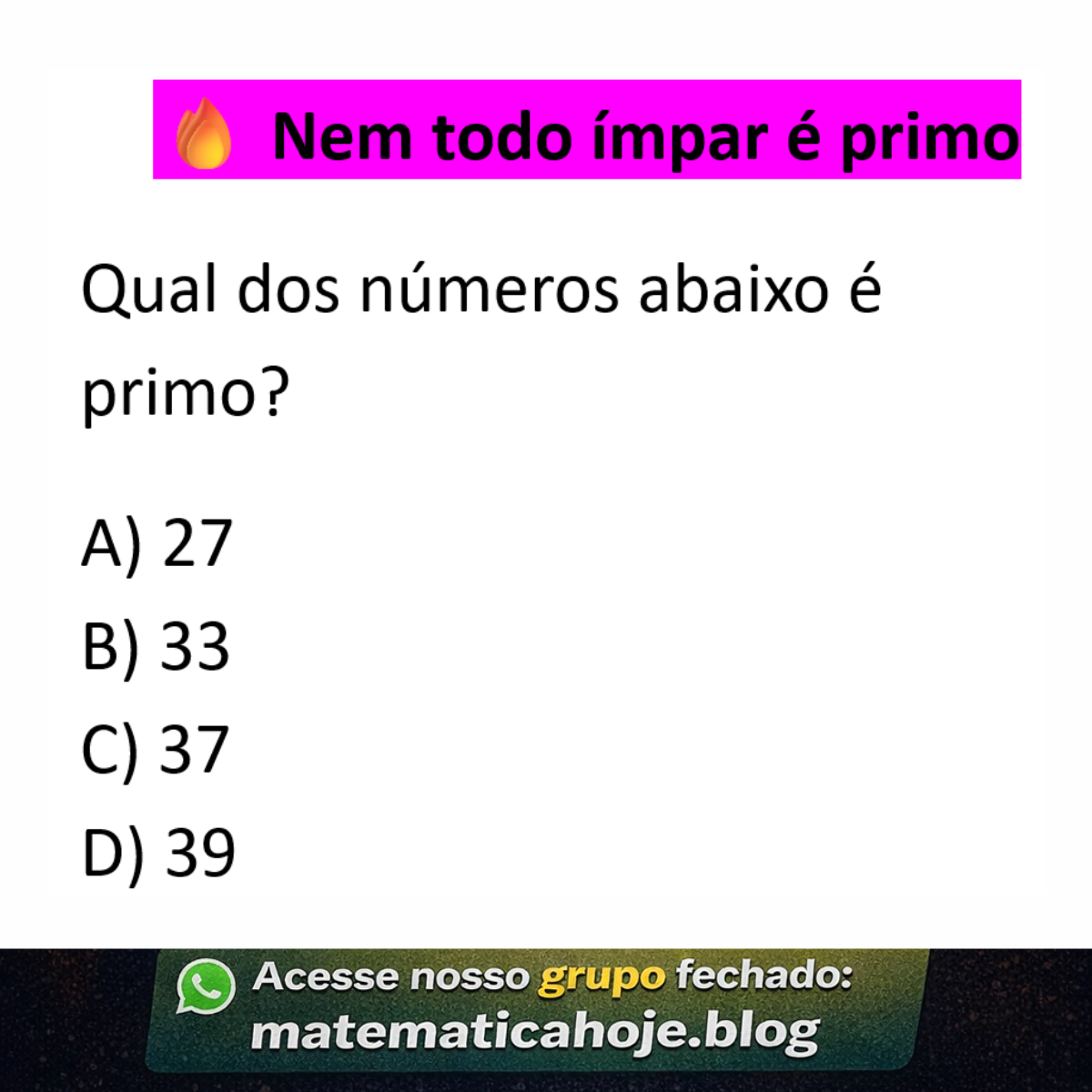 Questão sobre números primos