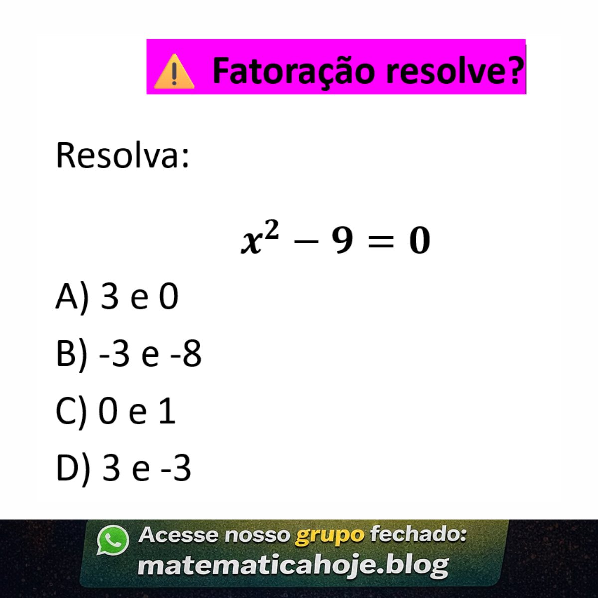 Questão sobre equação do segundo grau