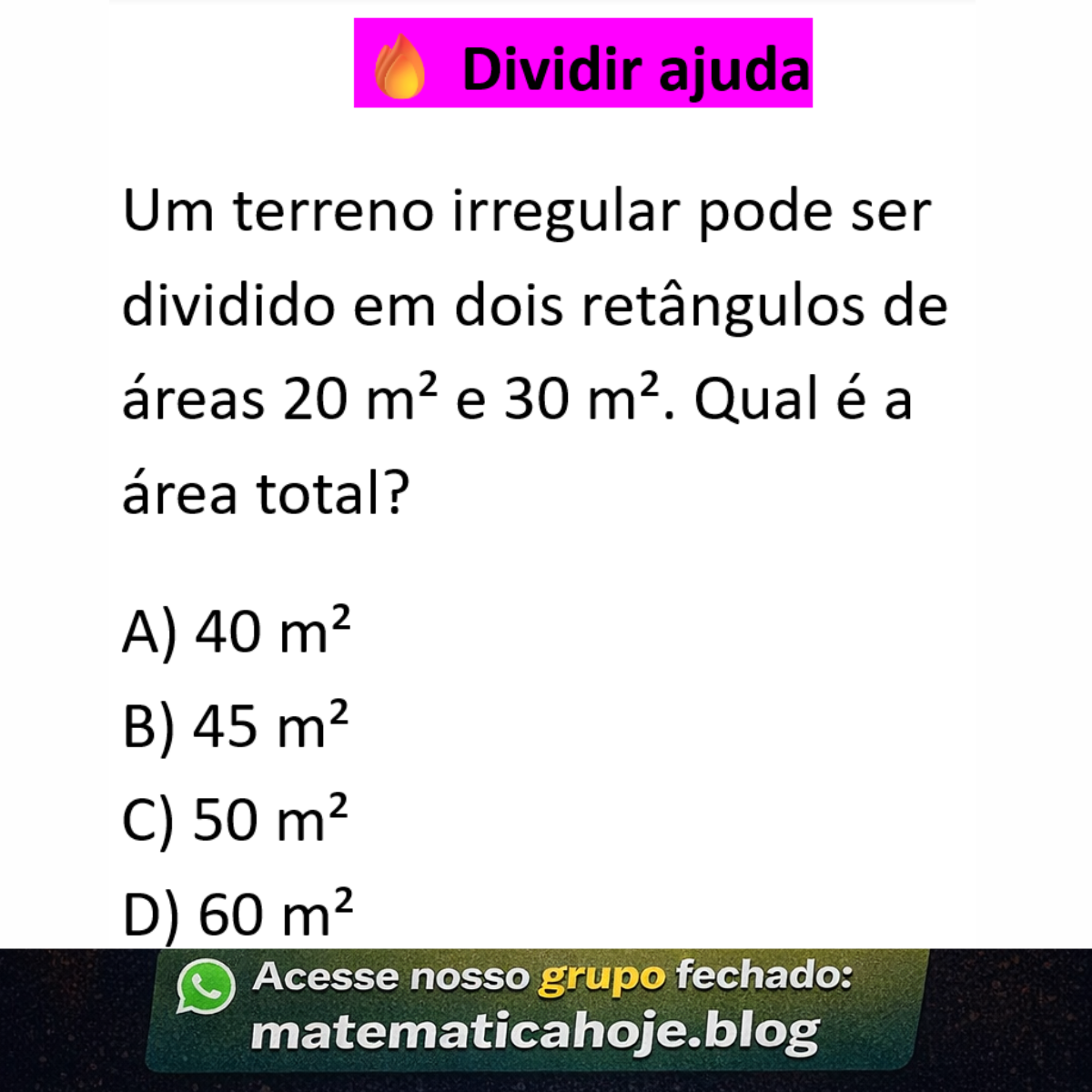 Questão sobre área de terreno irregular