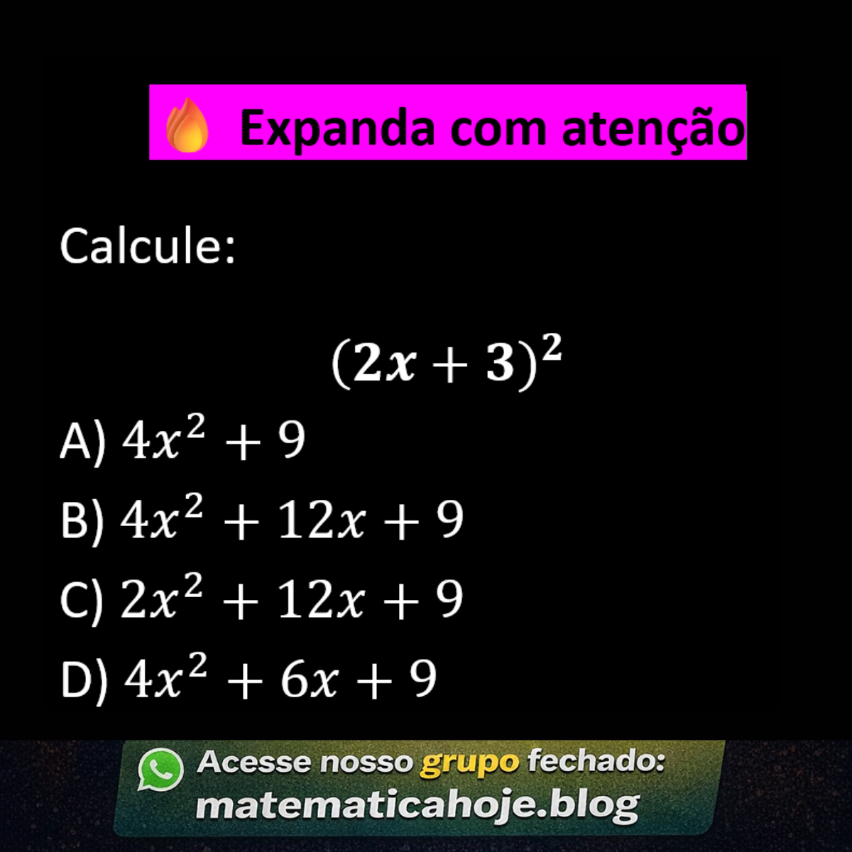 Questão sobre produtos notáveis