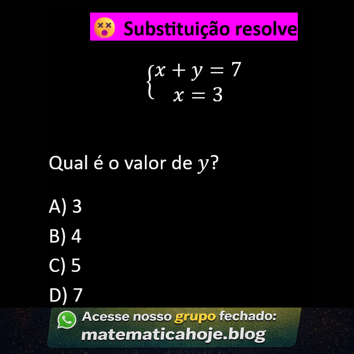Questão sobre sistema de equações