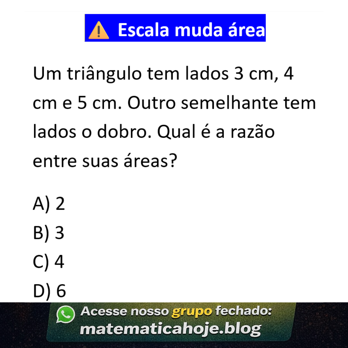 Questão sobre escala e área de triângulos semelhantes