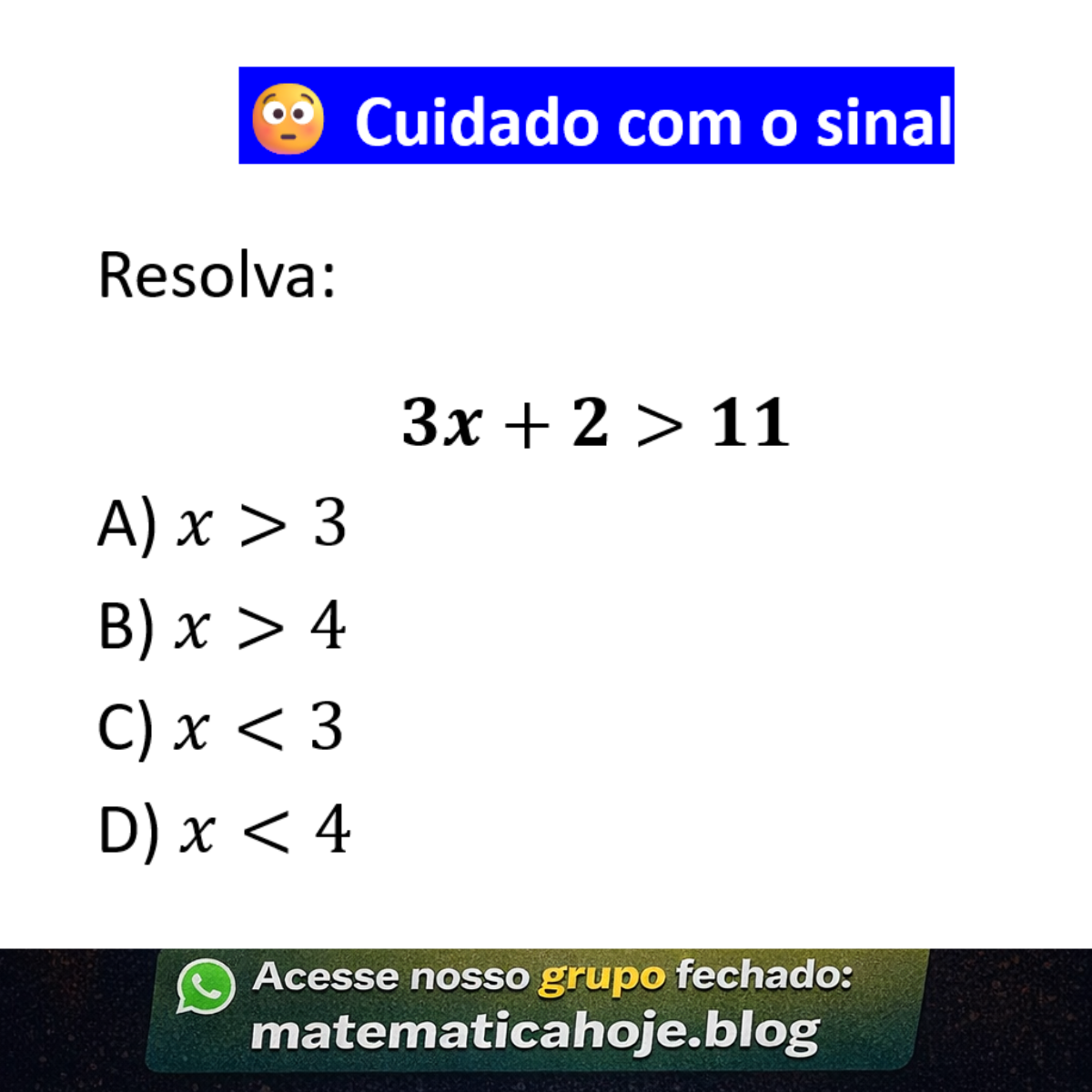 Questão de inequação do primeiro grau