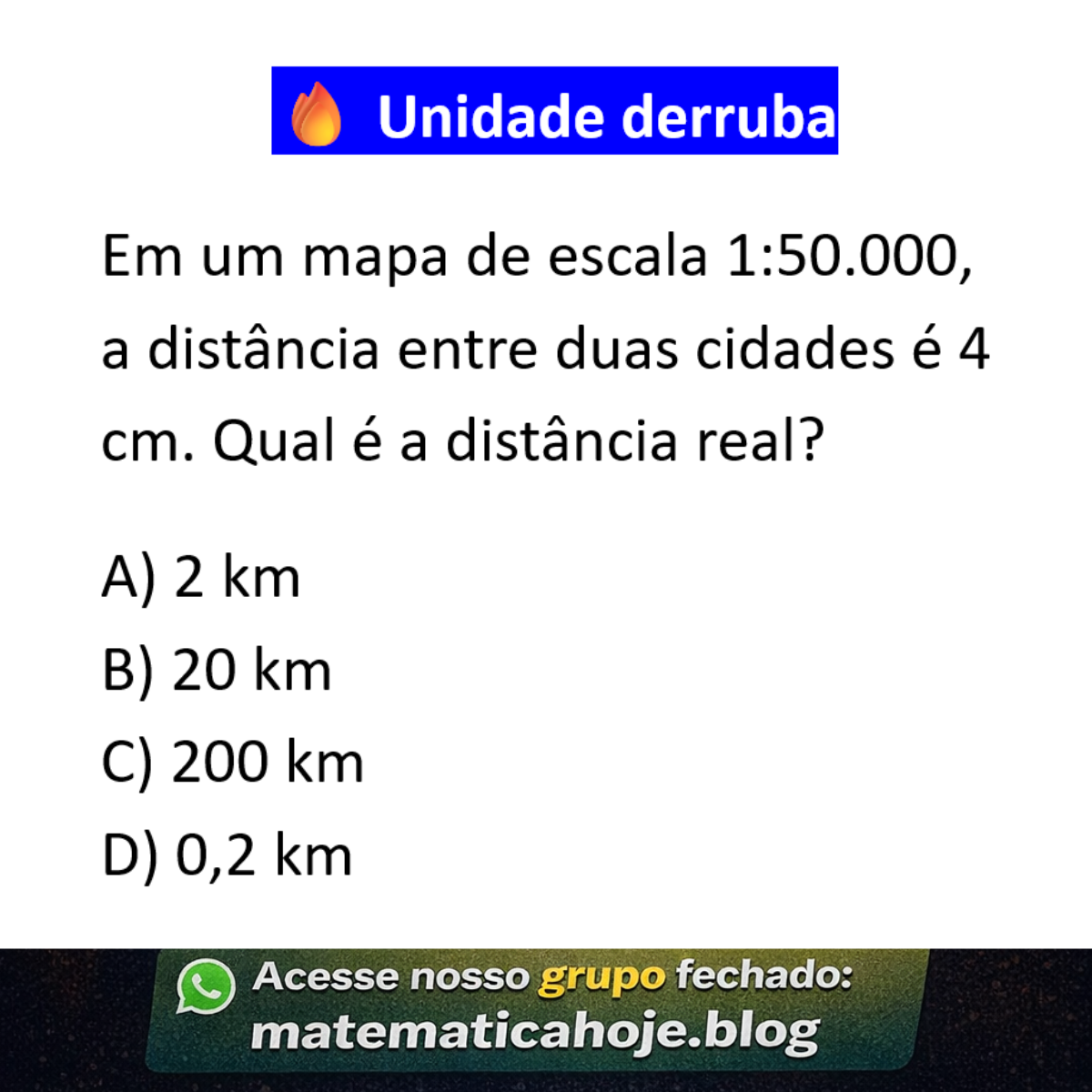 Questão sobre escala de mapa