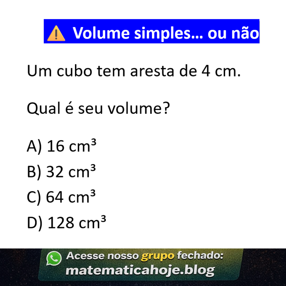 Questão sobre volume do cubo