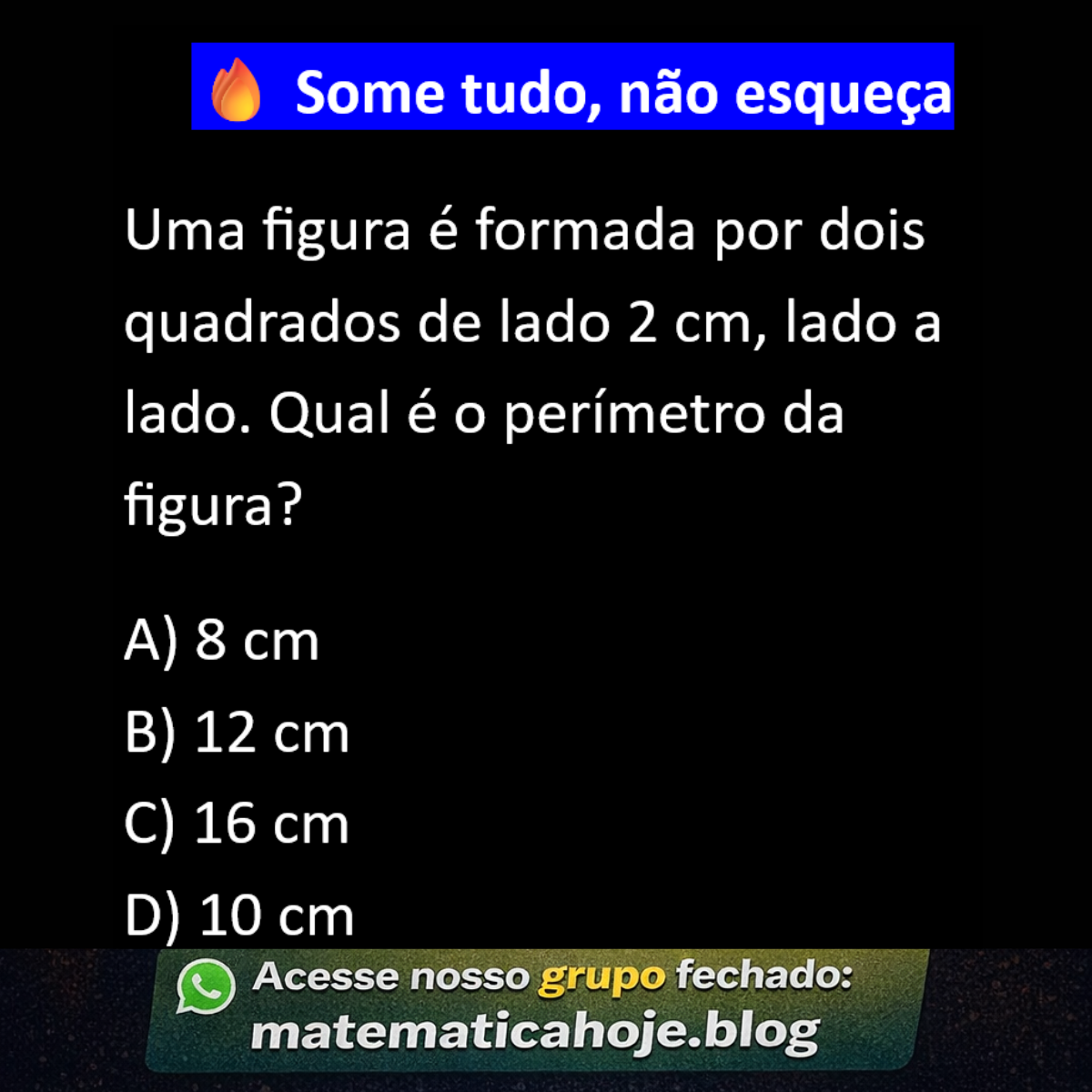 Questão sobre perímetro de dois quadrados lado a lado