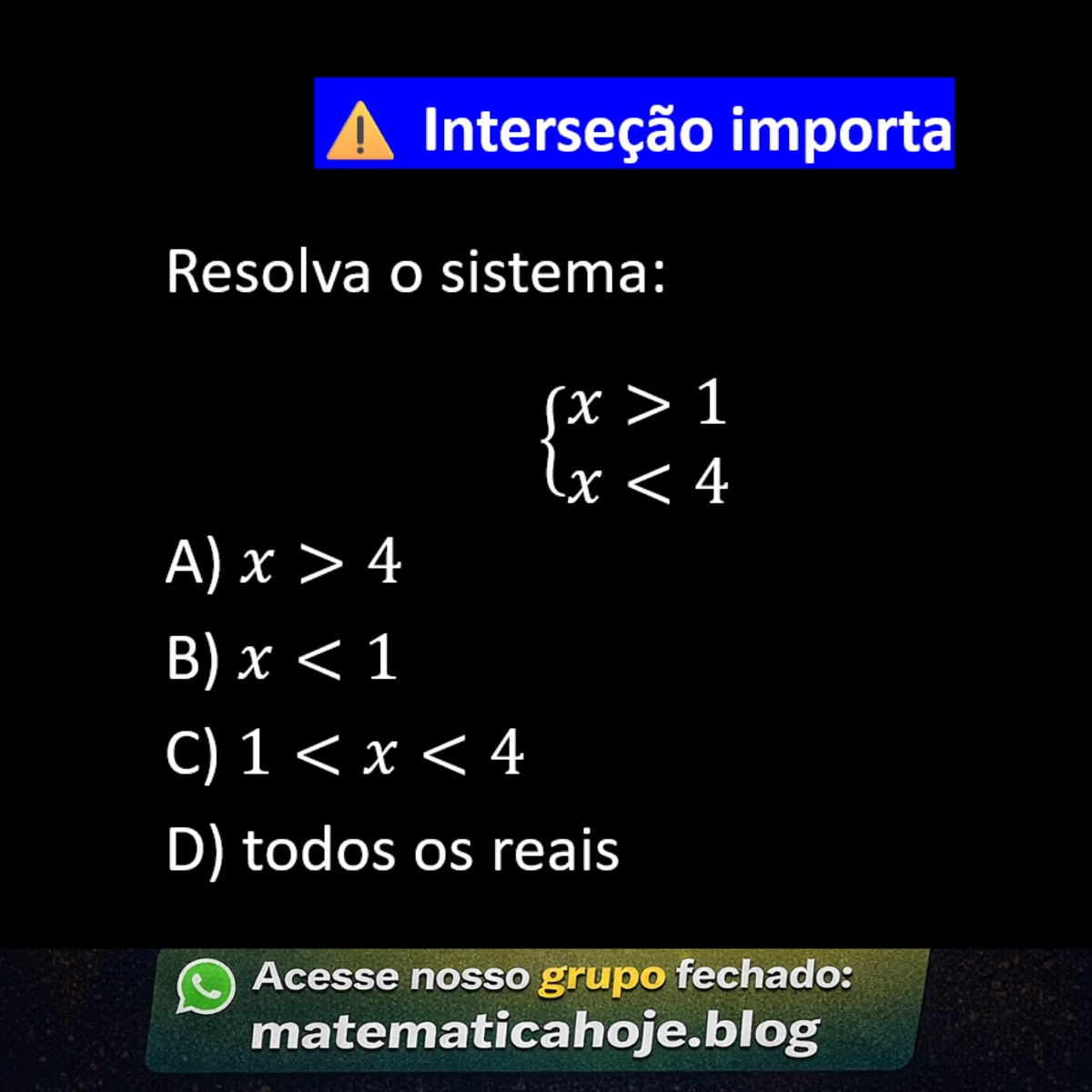 Sistema de inequações com interseção de intervalos
