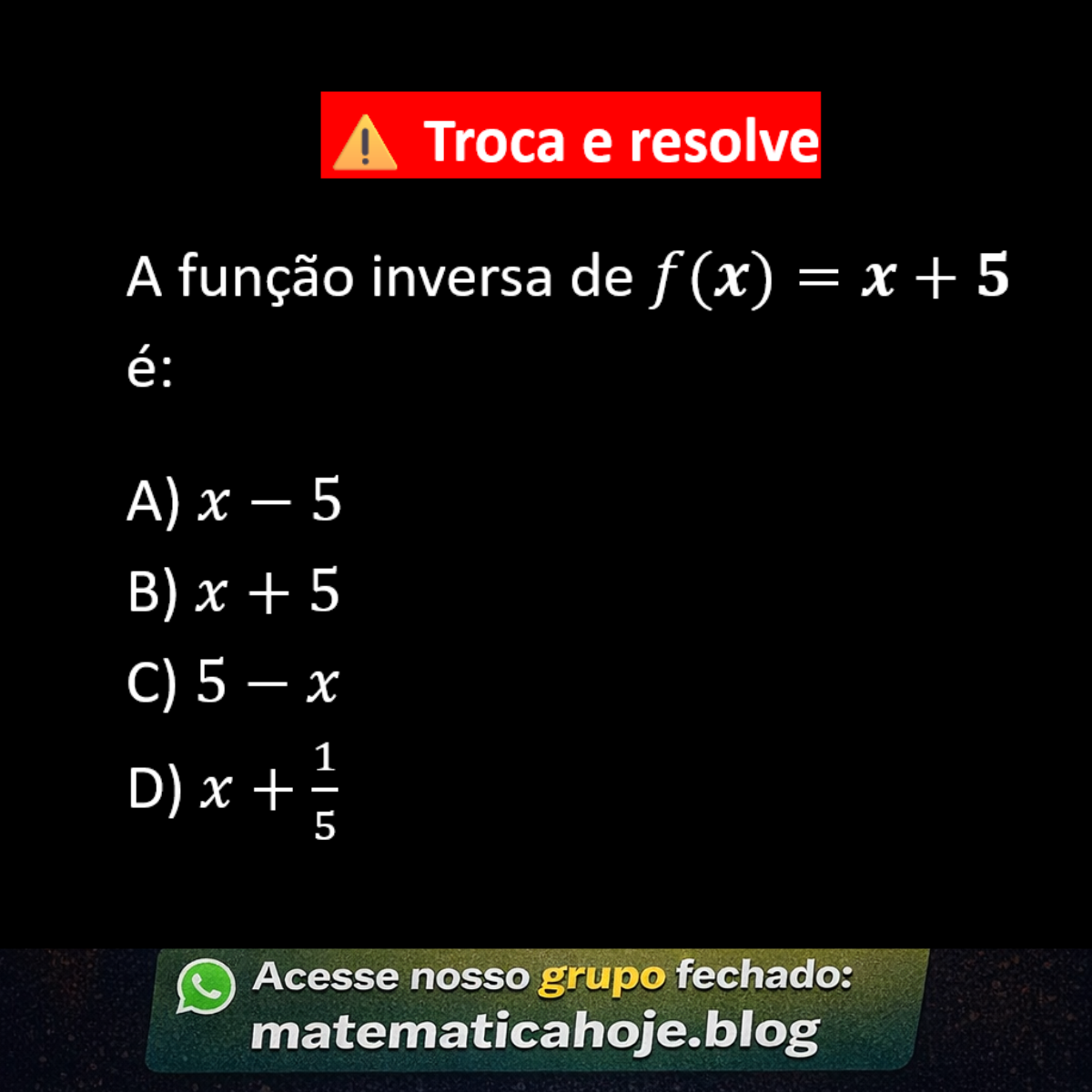 Questão sobre função inversa