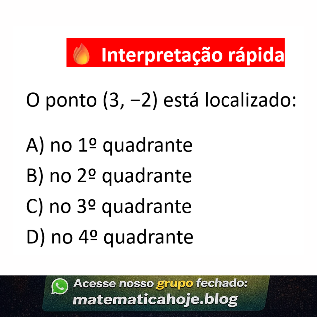 Questão sobre quadrantes no plano cartesiano
