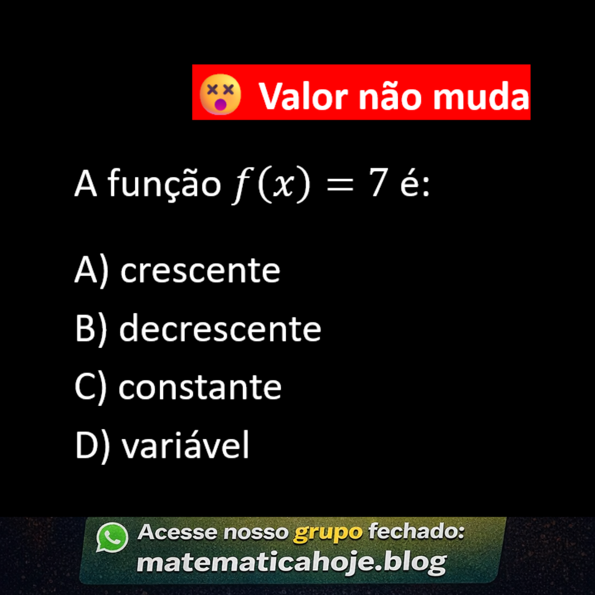 Questão sobre função constante