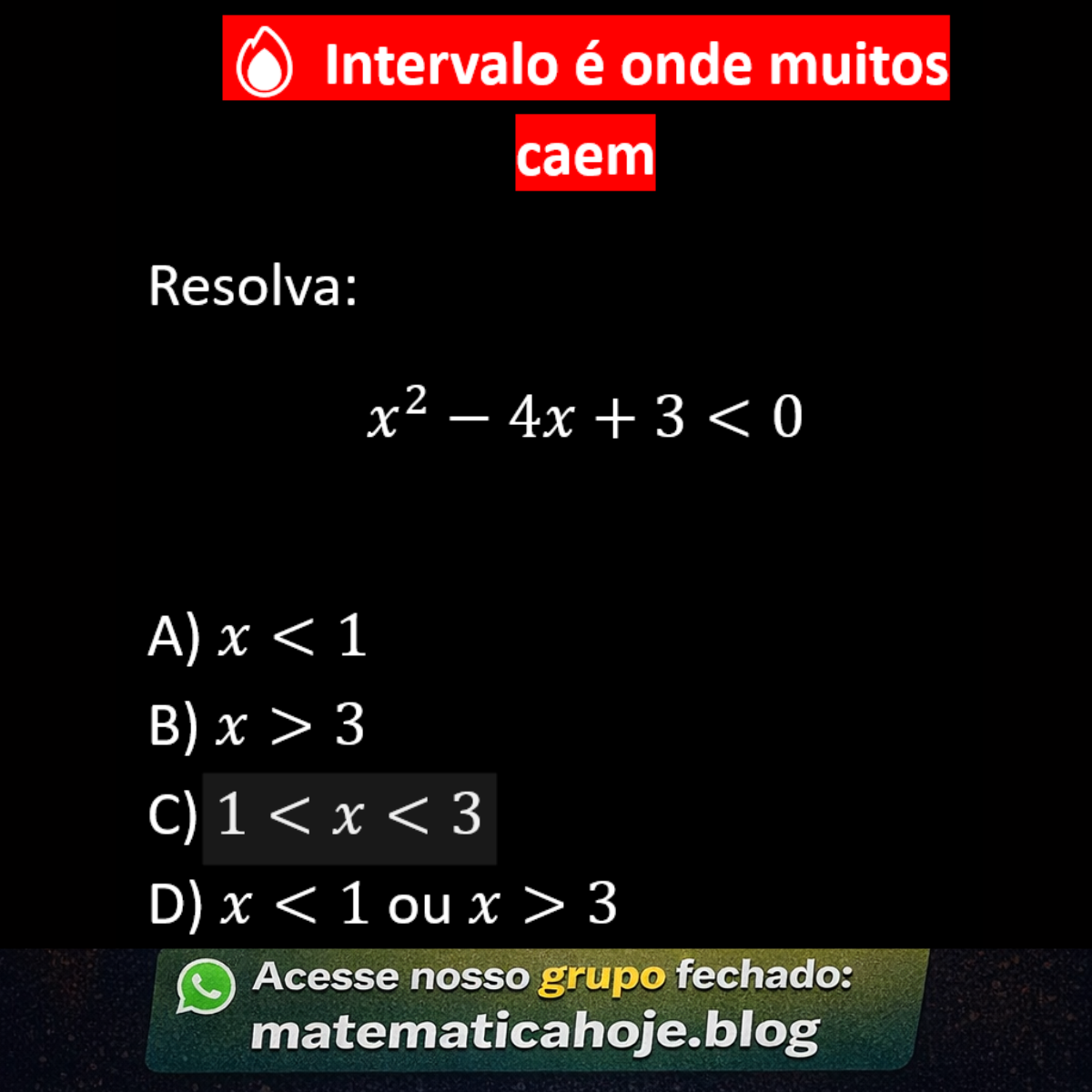 Questão de inequação do segundo grau