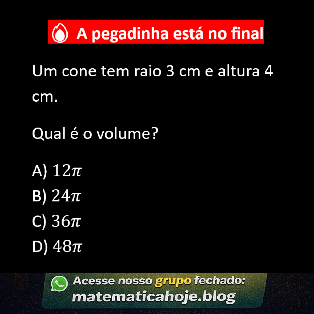 Questão de volume do cone