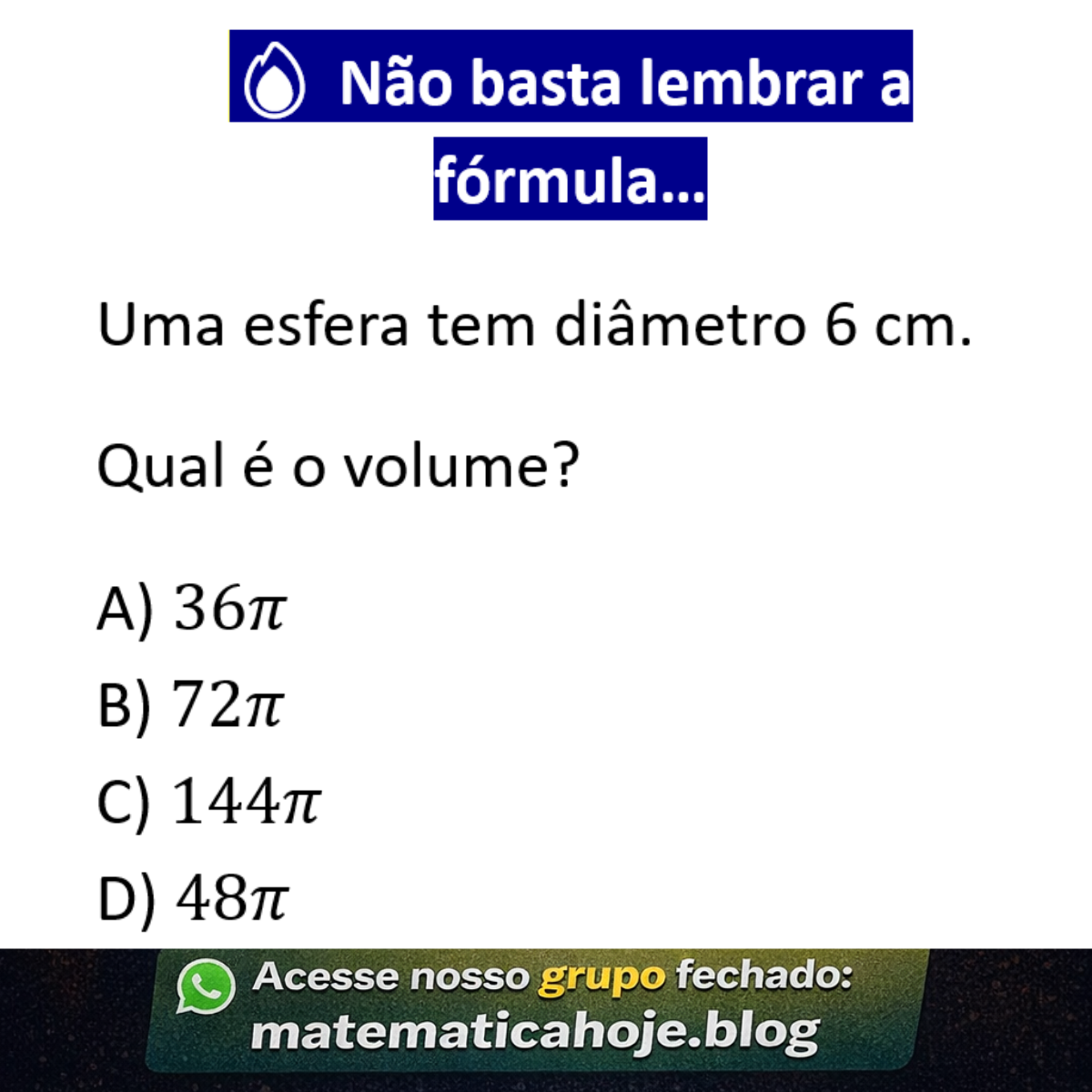 Questão de volume da esfera