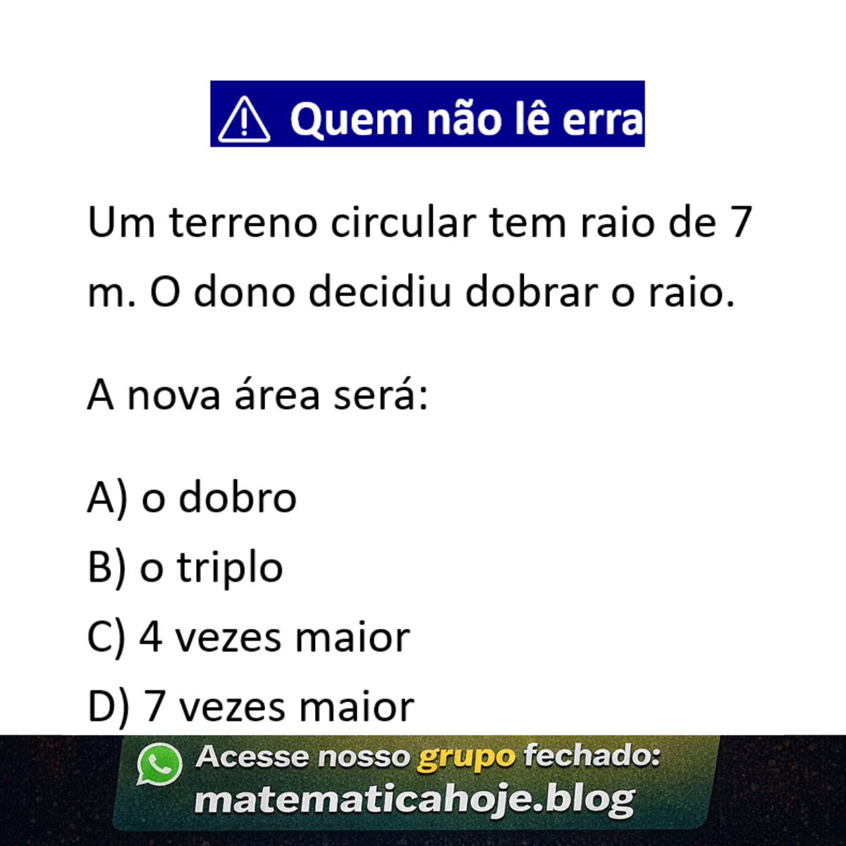 Questão sobre área do círculo