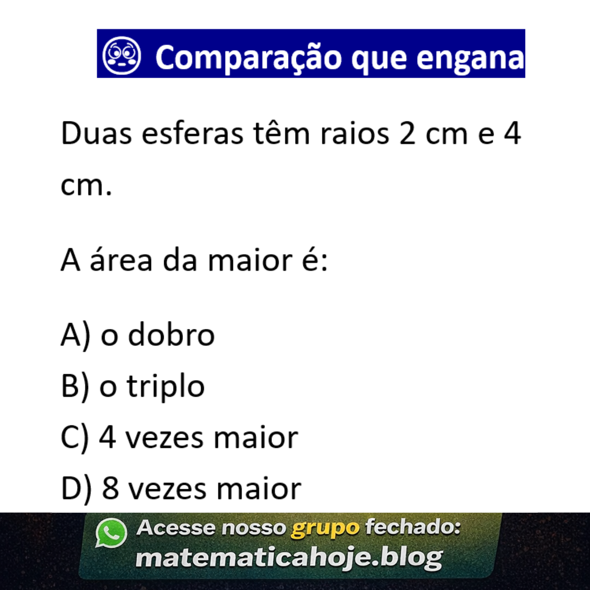 Questão sobre área da esfera