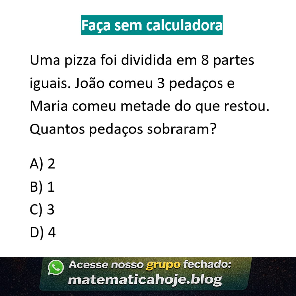 Problema de frações com pizza