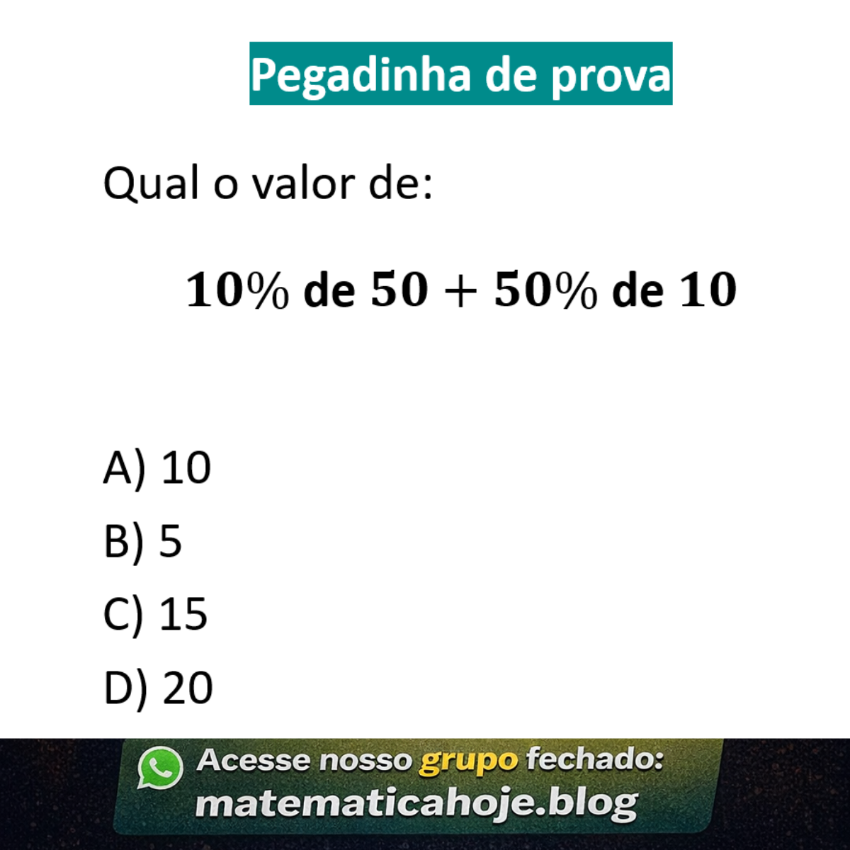 Questão de porcentagem básica