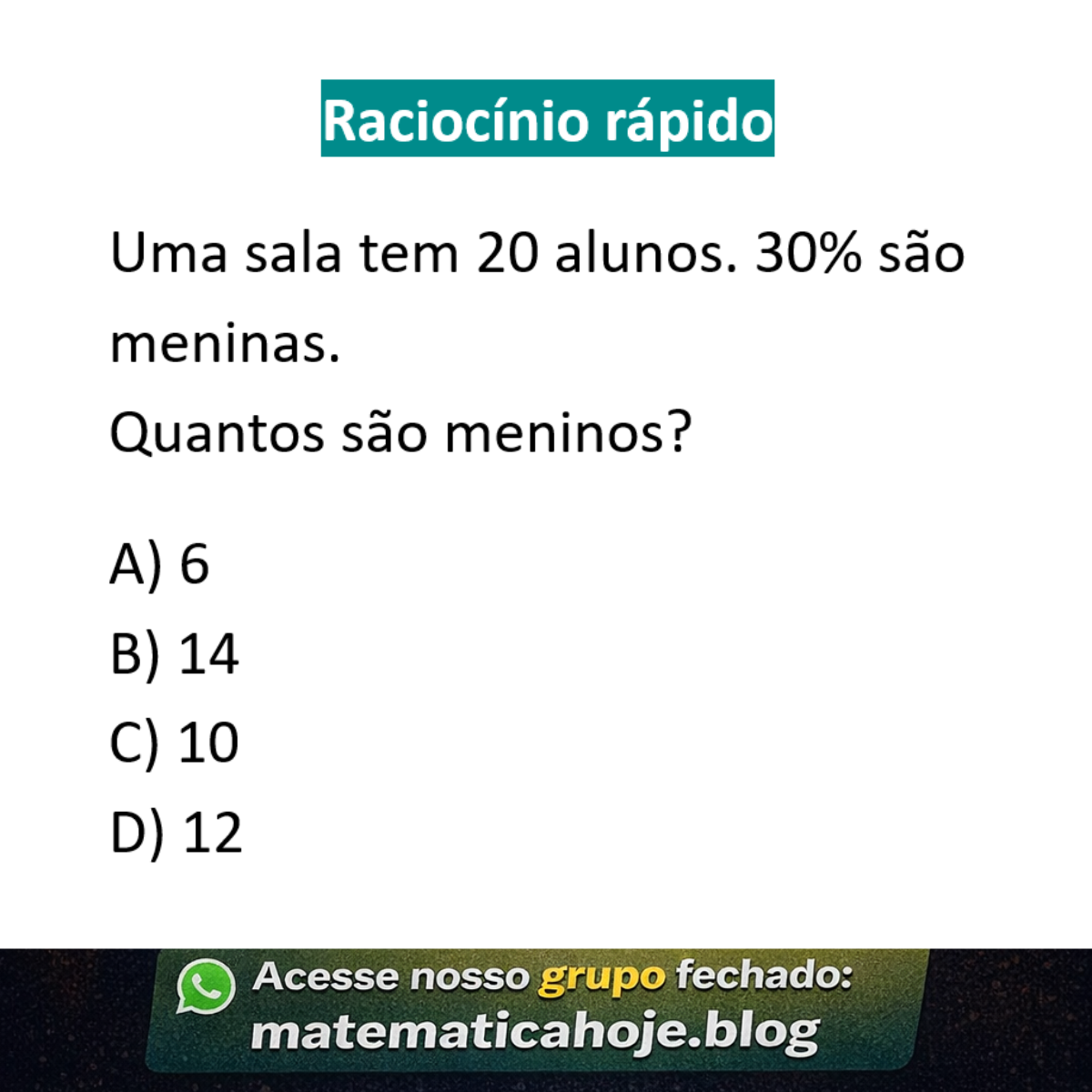 Porcentagem de alunos