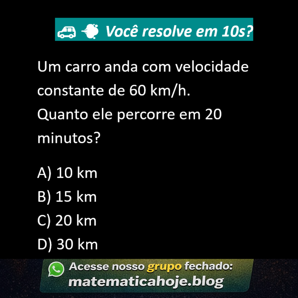 Velocidade média 20 minutos