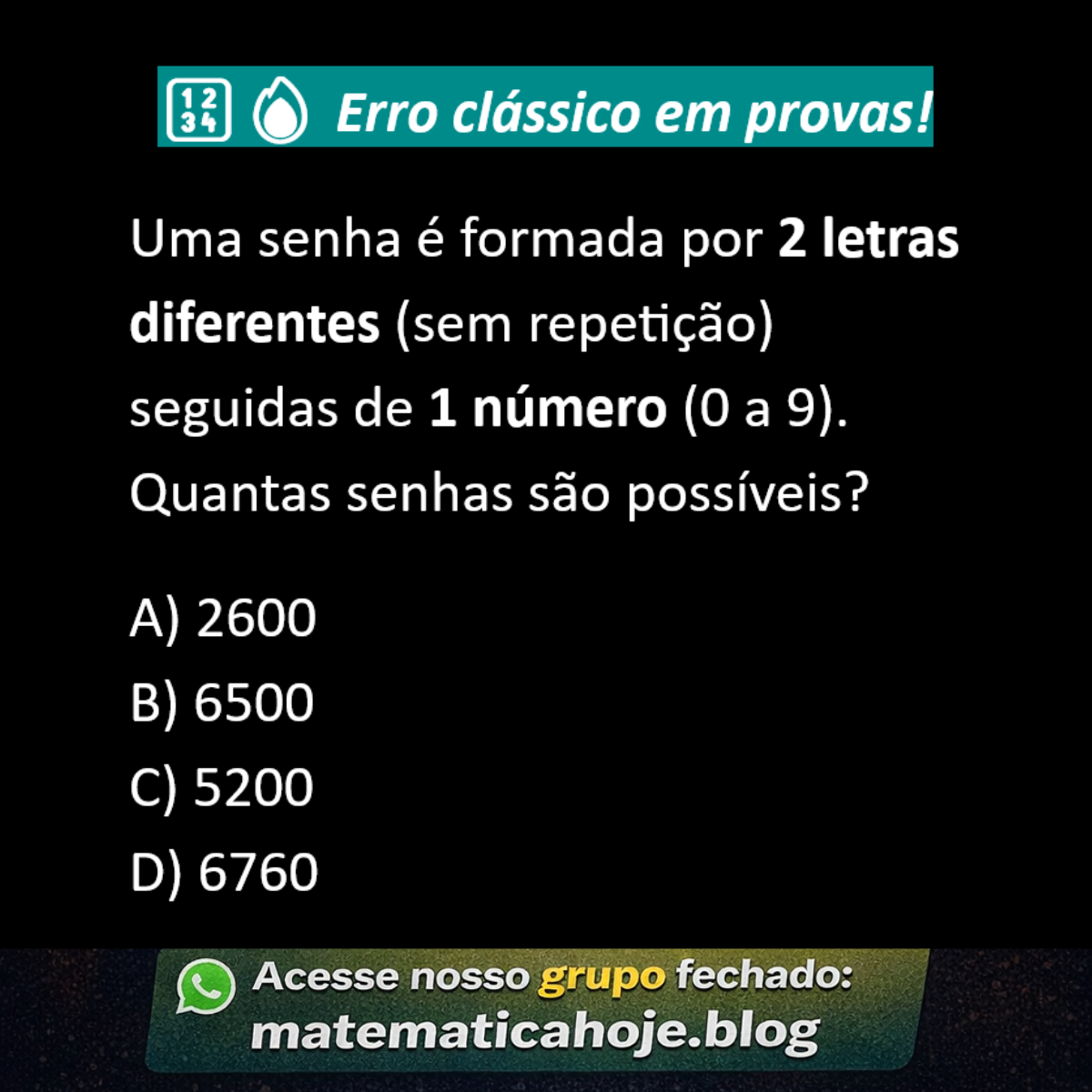 Senha com letras e números